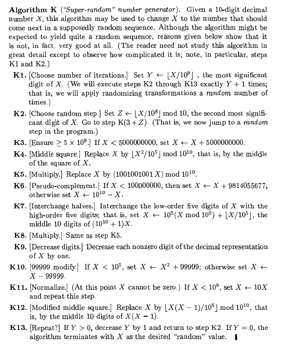 Algorithm K from Knuth, TAOCP, Vol 2