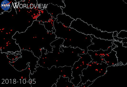 NASA satellite detected fire events 2018