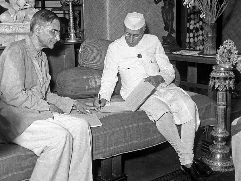 Jawaharlal Nehru and P C Mahalanobis at Amrapali in December 15, 1953