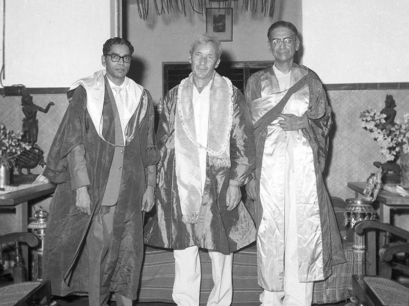 A N Kolmogorov with C R Rao and P C Mahalanobis at the Special Convocation of the Institute on April 28, 1962